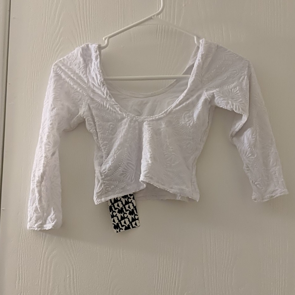 Black milk burned velvet white 3/4 sleeve crop top